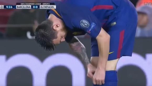Lionel Messi fue noticia ante el Olympiacos por el gol que marcó y la pastilla que ingirió. (Foto: captura de video)