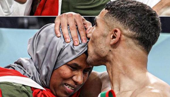 El jugador le dedicó el triunfo a su mamá y la emotiva escena se volvió viral en las redes sociales. Foto: Hakimi IG.