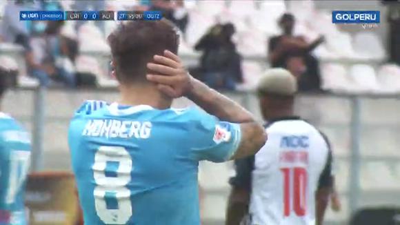 El tiro al palo de Alejandro Hohberg en Alianza Lima vs. Sporting Cristal. (Fuente: GOLPERU)