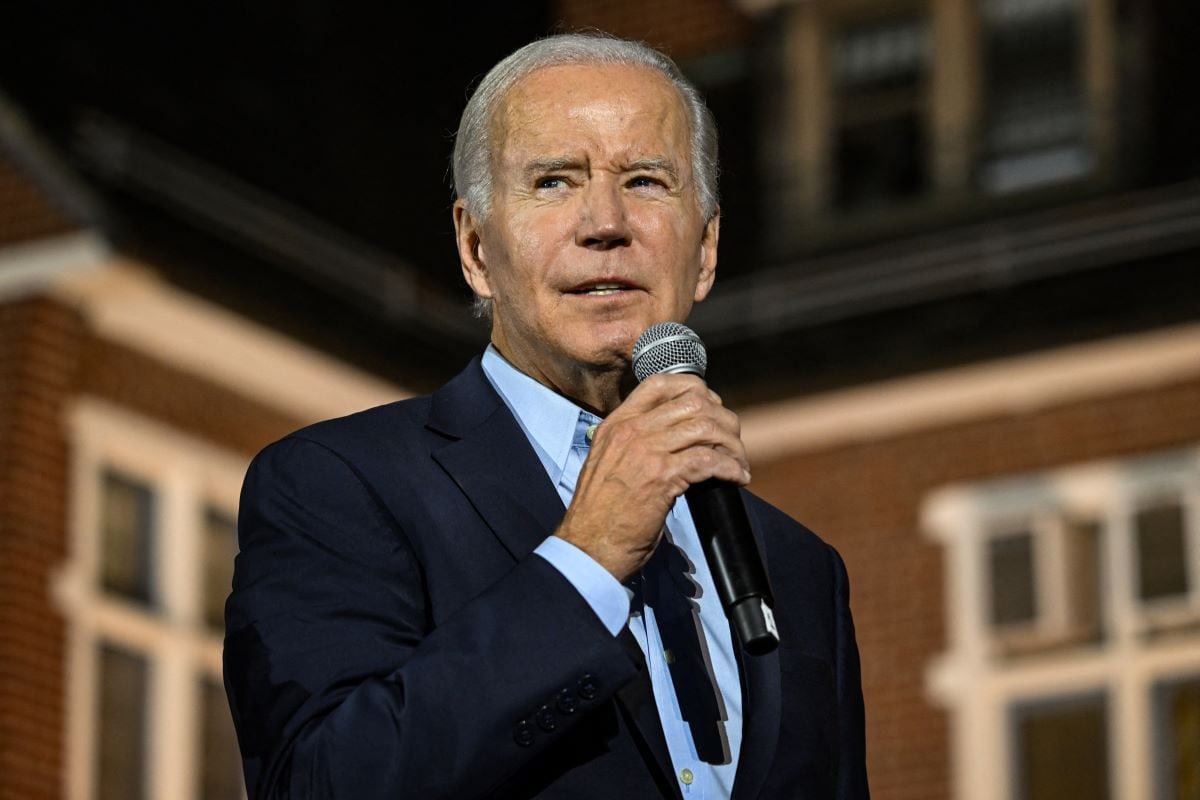 US President Joe Biden speaks during a rally for New York Governor Kathy Hochul and Democratic candidates.  (SAUL LOEB / AFP).