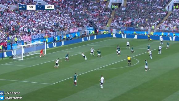 Joshua Kimmich realizó una singular pirueta dentro del área rival y estuvo cerca de anotar el empate para Alemania. La acción se realizó cuando México estaba arriba en el marcador 1-0 por el Mundial Rusia 2018 (Foto: captura de pantalla)