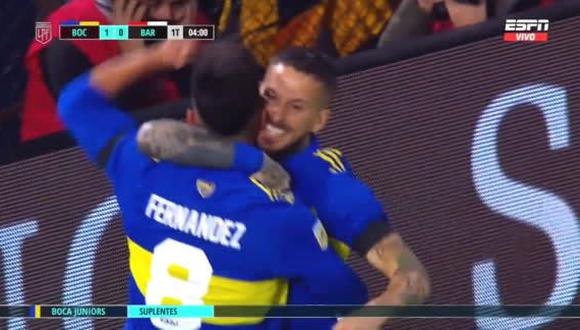 Gol de Darío Benedetto para el 1-0 de Boca Juniors vs. Barracas Central. (Captura: ESPN)