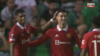 La primera asistencia de Cristiano Ronaldo para el gol de Rashford y 3-1 de Manchester United | VIDEO