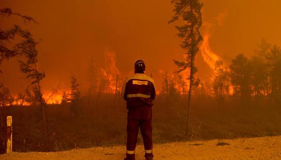 Los incendios forestales en Yakutsk, Rusia, el 7 de agosto del 2021. (Foto AP/Ivan Nikiforov).