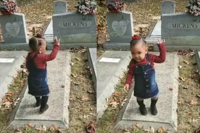 La pequeña visitó la tumba de su madre junto a su tía, quien fue la que grabó el supuesto hecho paranormal. (Captura de YouTube)