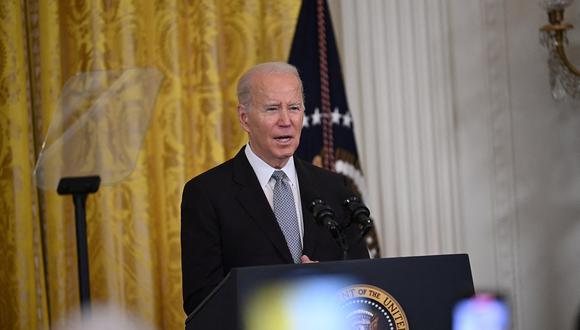 El presidente de los Estados Unidos, Joe Biden, habla durante una recepción de Nowruz en el Salón Este de la Casa Blanca en Washington, DC, el 20 de marzo de 2023. (Foto de Richard PIERRIN / AFP)