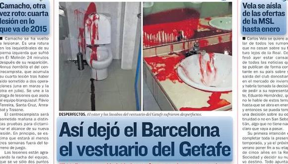 Prensa muestra cómo dejó Barcelona el vestuario del Getafe