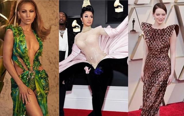 Jennifer Lopez, Emma Stone y Cardi B son algunas de las famosas que sorprendieron y marcaron tendencia este 2019 con sus icónicos vestidos. (Foto: AFP/ Instagram)