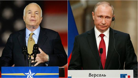 John McCain, ex candidato presidencial de Estados Unidos, y el presidente de Rusia Vladimir Putin. (Reuters / AFP).