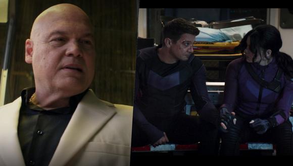 El retorno de Vincent D'onofrio como Kingpin marca el final de "Hawkeye", serie que tiene como protagonistas a Jeremy Renner y Hailee steinfeld. Fotos: Marvel Studios/ Disney+.