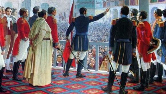 José de San Martín salió de Palacio de Gobierno y caminó, junto a una pequeña comitiva, hacia la Plaza de Armas, cerca del Palacio Municipal. Desde ahí declaró la independencia del Perú.