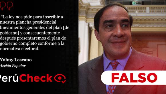 PerúCheck. La afirmación del candidato presidencial de Acción Popular fue sometida a fact checking.