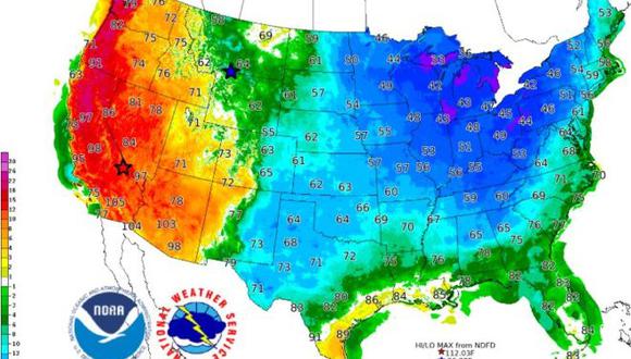 El vórtice polar afectará a gran parte de Estados Unidos. (Servicio Meteorológico Nacional de Estados Unidos).