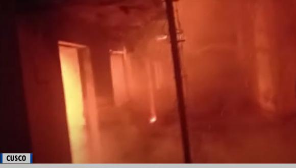 Incendio en Calca deja dos personas fallecidas. (Foto: Captura/TV Perú)