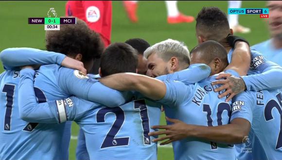 El Manchester City se puso en ventaja ante Newcastle de manera instantánea. El delantero Sergio Agüero dejó su sello segundos después de iniciado el encuentro. (Foto: captura de video)