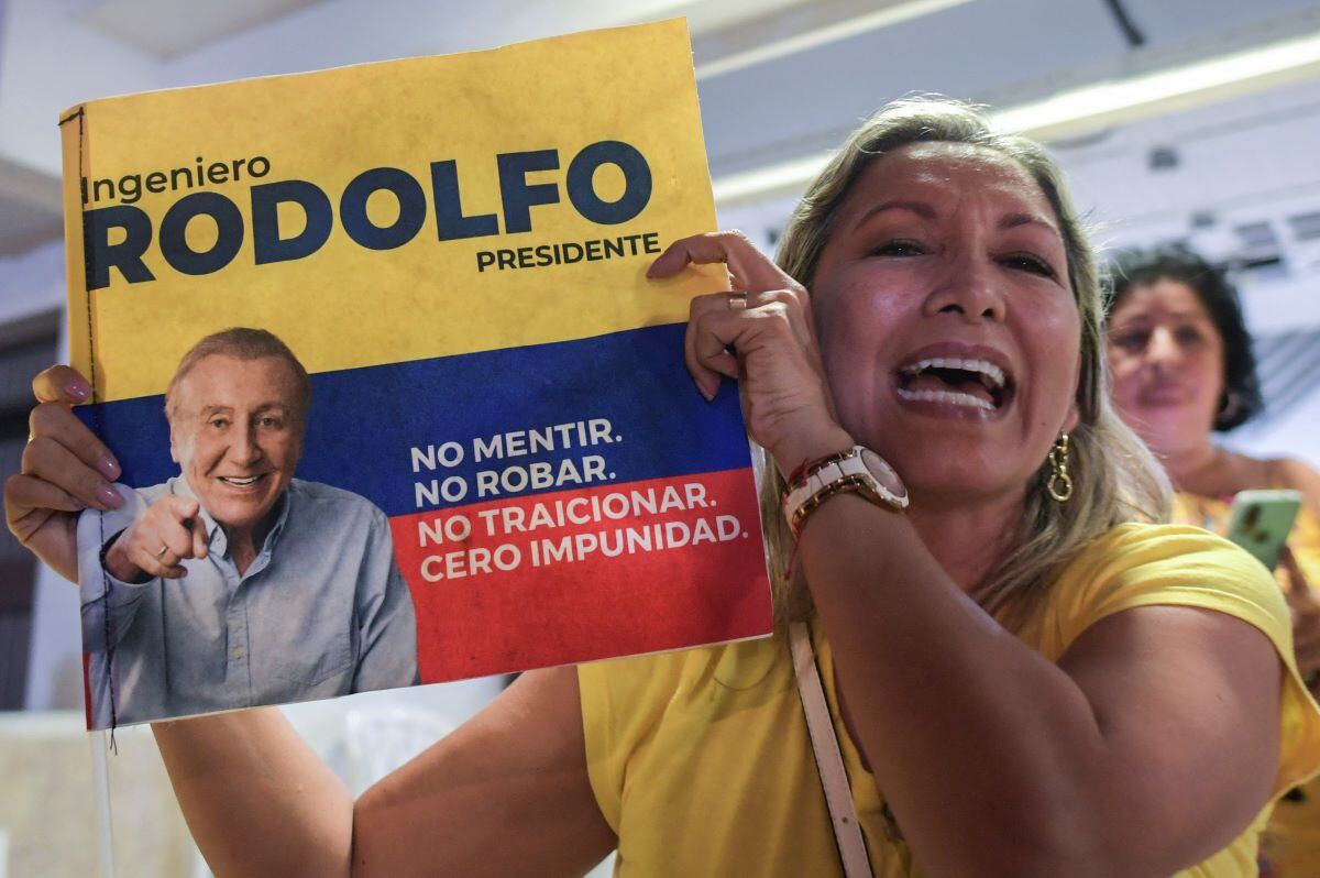 Supporters of presidential candidate Rodolfo Hernández celebrate in Cali, Colombia, on May 29, 2022, after the presidential elections.  (RAUL ARBOLEDA / AFP).