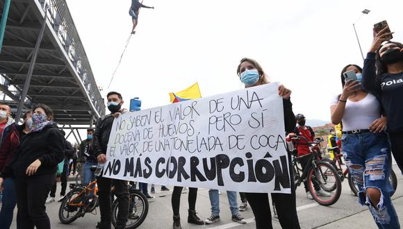 Desde tempranas horas de la mañana se comenzaron a ver manifestantes en varios sectores de Bogotá. (Foto: AFP)