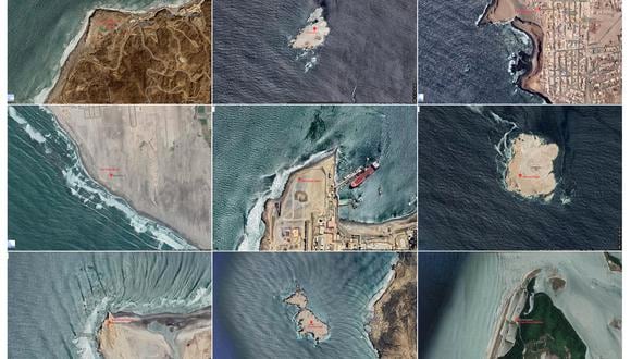 Fotografías satelitales de la ubicación de los faros en el litoral peruano como aparecen en google maps. A este tipo de imágenes se podrá acceder desde la web del proyecto. (FOTO: Google maps)
