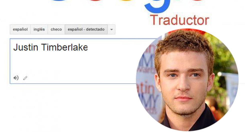 Si escribes Justin Timberlake en Google Translate y seleccionas los idiomas correctos verás que el traductor arroja un curioso resultado. (Foto: Captura)