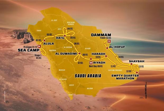 Este es el recorrido del Rally Dakar 2023 que se corre en Arabia Saudita.