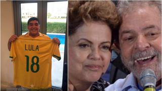 Maradona posó con una camiseta de Brasil respaldando a Lula
