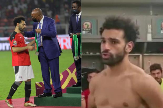 Mohamed Salah spoke to his teammates after the African Cup of Nations final |  Photo: Composition.