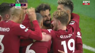 Mohamed Salah anota el 2-0 de Liverpool sobre Tottenham