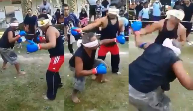 En Filipinas se dio a conocer un video de Facebook con la divertida "pelea" entre dos boxeadores con los ojos vendados. La reacción de los usuarios volvió viral al clip. (Foto: captura)