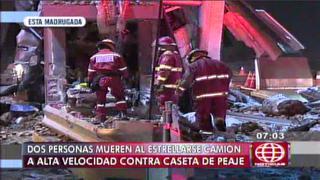 Panamericana Norte: 2 muertos por choque de camión contra peaje