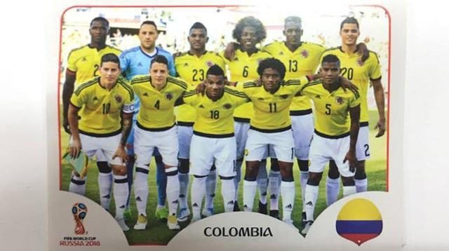 Así se ven las figuritas de la selección Colombia en el álbum Panini del Mundial Rusia 2018. En la imagen, el equipo completo.