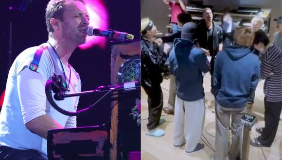 Chris Martin de Coldplay y BTS se reúnen para los detalles de su próxima colaboración. (Foto: AFP)