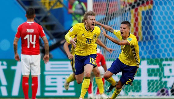 Emil Forsberg abrió el marcador en el Suecia vs. Suiza. (Foto: Reuters)
