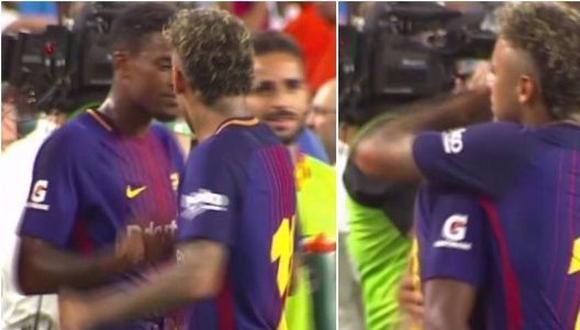 Las cámaras del programa "Deportes Cuatro" enfocaron el "abrazo de la paz" entre Neymar y Nelson Semedo. Esta acción fue publicada en YouTube. (Foto: captura de video)