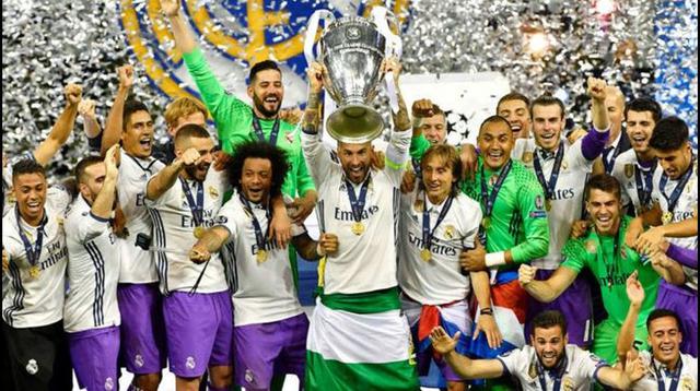 Real Madrid se convirtió en el primer bicampeón de la Champions League. Los de la casa blanca vencieron en la final a Juventus con un doblete del portugués Cristiano Ronaldo. (Foto: agencias)