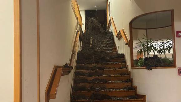 Un alud afectó un hotel de Bariloche. (Twitter).