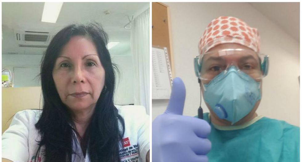 La gerocultora Cristina Gallegos y el médico Jorge Ramos trabajan en la emergencia del coronavirus en España. El gobierno español reportó este jueves 551 fallecidos por COVID-19 en las últimas 24 horas, lo que eleva el total en el país a 19.130. Los casos confirmados ya suman 182.816. (Foto: Archivo personal / Cortesía para El Comercio)