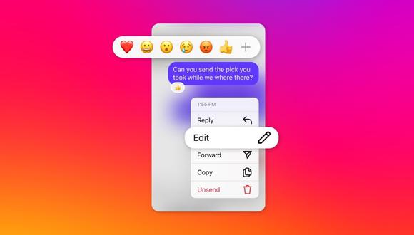 Instagram: ahora podrás editar los mensajes directos hasta 15 minutos después de enviarlos.