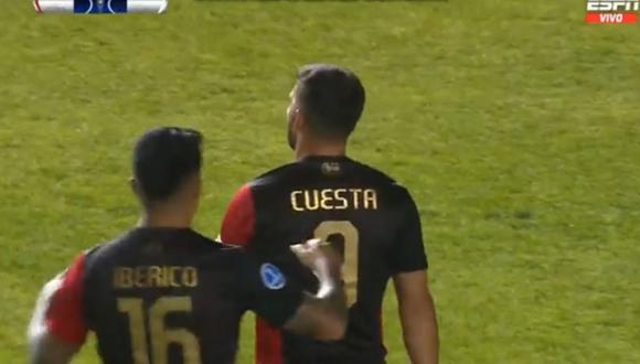 Bernardo Cuesta anotó el 2-0 de Melgar vs. Deportivo Cali por Copa Sudamericana 2022. (Foto: Captura ESPN)