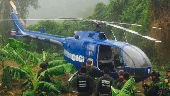 El helicóptero hallado en Vargas con el que Óscar Pérez atentó contra el Gobierno de Nicolás Maduro. (Foto: Twitter)