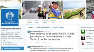 Denunciarían a quienes no entregan Twitter de Municipio de Lima