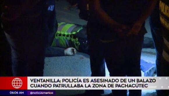 Policía es asesinado de un balazo cuando patrullaba la zona de Pachacútec  (Captura: América Noticias)