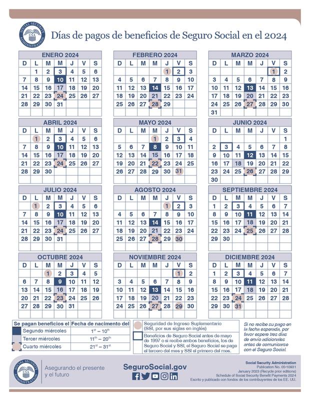 Seguro Social fecha de los pagos de marzo de 2024 calendario SSA