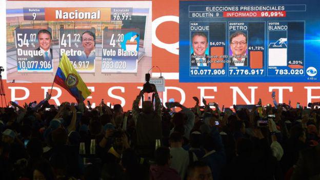 Los seguidores de Duque celebraron apenas se conocieron los resultados. (AFP)