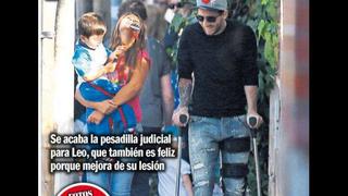 Lionel Messi fue en muletas a recoger a Thiago al colegio