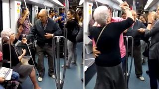 Pareja de ancianos sorprende al bailar hip hop en el metro