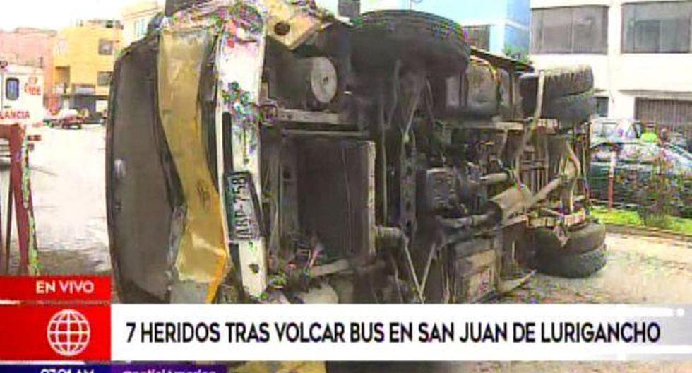 Accidente de tránsito en San Juan de Lurigancho. (Foto: Captura de video / América Noticias)&nbsp;