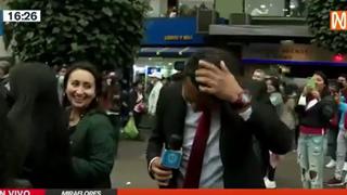 Miraflores: periodista de Canal N pasó incómodo momento en vivo cuando un sujeto le echó cerveza en plena transmisión | VIDEO 