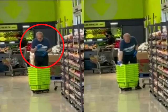 FOTO 1 DE 3 | Un video viral muestra cómo un trabajador de una conocida cadena de supermercados en Canadá limpia las canastillas a punta de escupitajos.| Crédito: CityNews Toronto en Facebook. (Desliza hacia la izquierda para ver más)