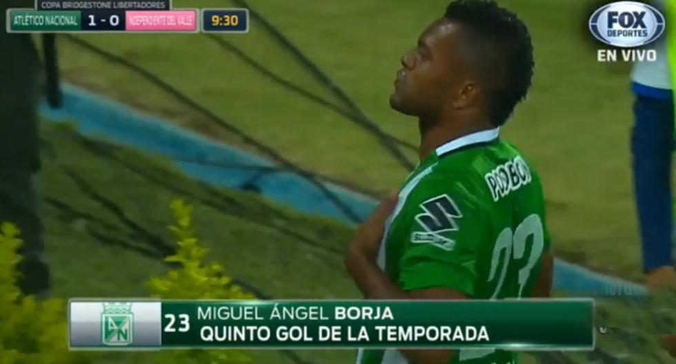 Miguel Borja anotó el primer gol del partido para Atlético Nacional. (Foto: Captura | Video: FOX Sports)