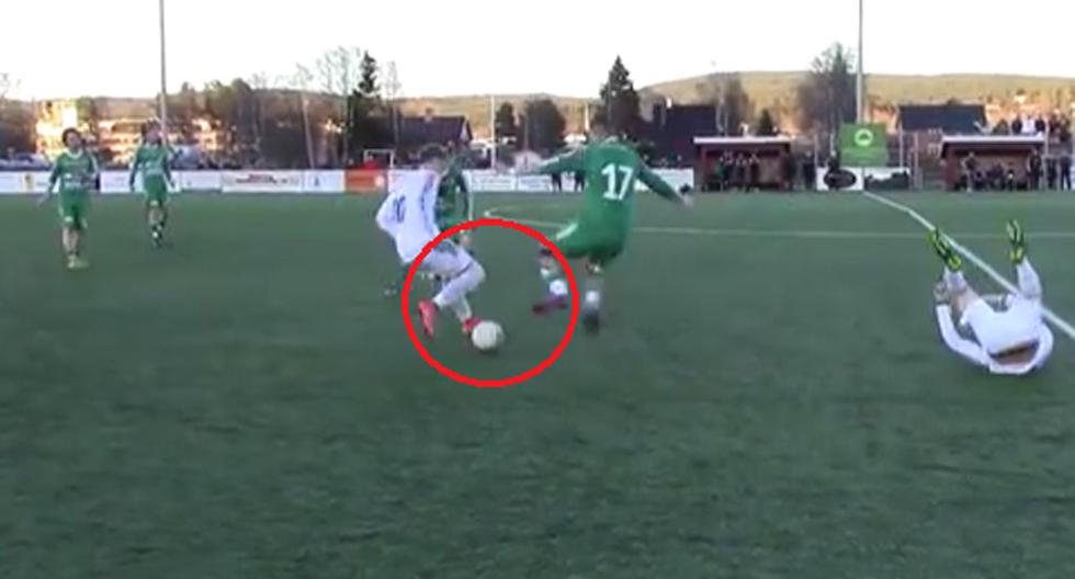 Futbolista protagoniza violenta falta contra su rival en la sexta división de Noruega | Foto: Captura de Video